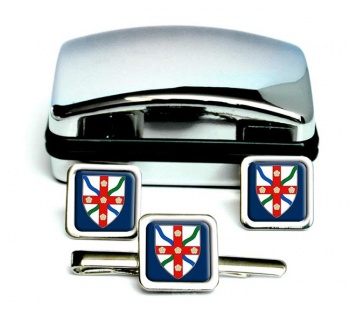 North Yorkshire (England) Square Cufflink and Tie Clip Set