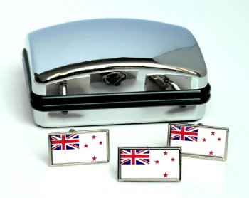Royal New Zealand Navy Rectangle Cufflink and Tie Pin Set