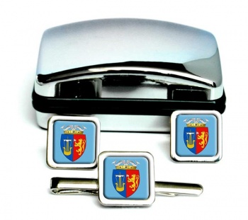 Orkney (Scotland) Square Cufflink and Tie Clip Set