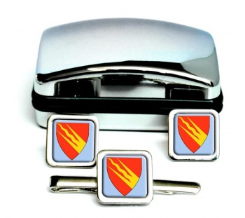 stfold (Norway) Square Cufflink and Tie Clip Set
