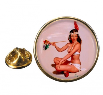 Peace Offering Pin-up Girl Round Pin Badge