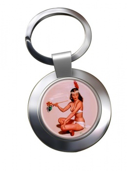 Peace Offering Pin-up Girl Chrome Key Ring