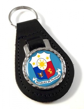 Philippines Pilipinas Crest Leather Key Fob