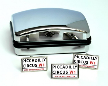 Piccadilly Circus Rectangle Cufflink and Tie Pin Set