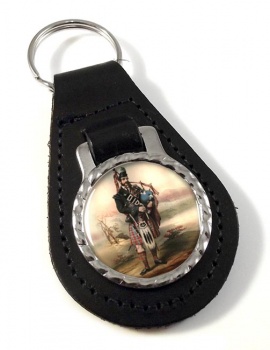Bagpiper Leather Key Fob