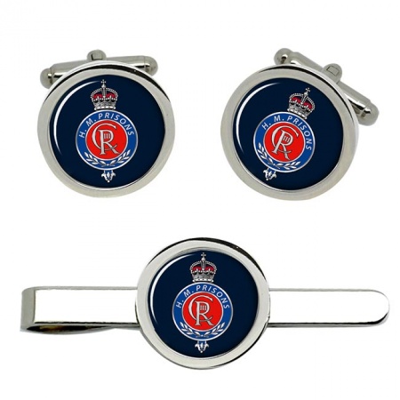 HM Prisons CR King's Crown Cufflink and Tie Clip Set