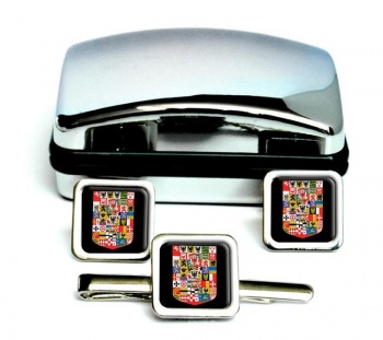 Prussia (Germany) Square Cufflink and Tie Clip Set
