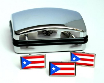 Puerto Rico Flag Cufflink and Tie Pin Set