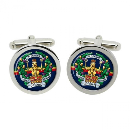 Queen Victoria School (QVS), British Army Cufflinks in Chrome Box