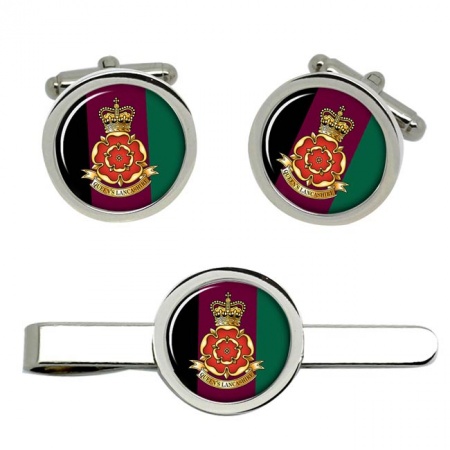 Queen's Lancashire Regiment, British Army Cufflinks and Tie Clip Set