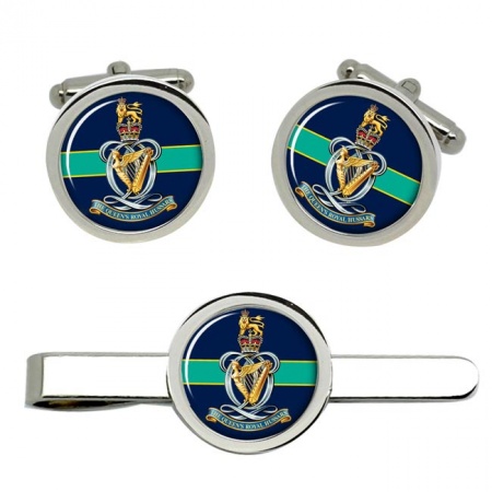 Queen's Royal Hussars, British Army ER Cufflinks and Tie Clip Set
