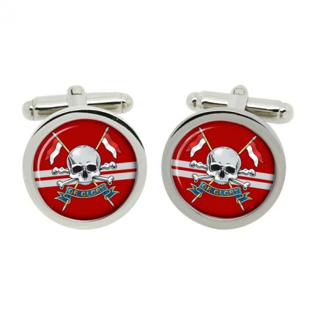 Queen's Royal Lancers, British Army Cufflinks in Chrome Box