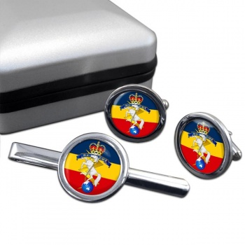 Royal Australian Electrical and Mechanical Engineers Round Cufflink and Tie Clip Set