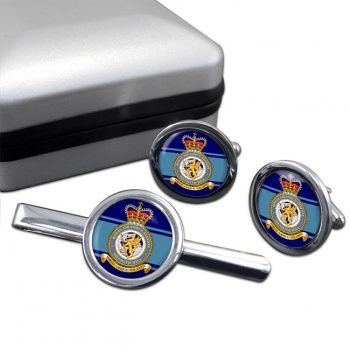 RAF Station Menwith Hill Round Cufflink and Tie Clip Set