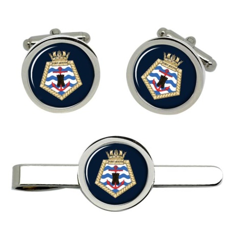 RFA Fort Austin, Royal Navy Cufflink and Tie Clip Set