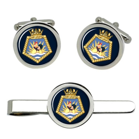 RFA Fort Langley, Royal Navy Cufflink and Tie Clip Set