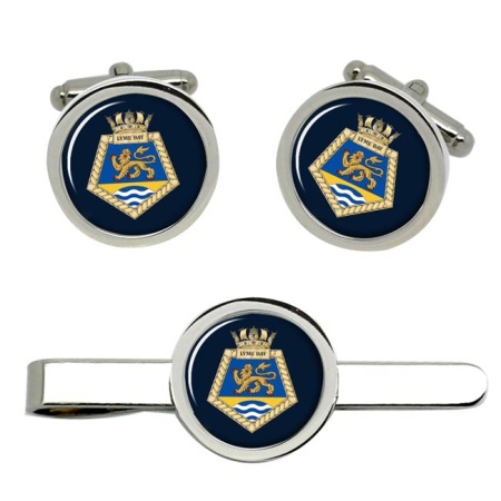 RFA Lyme Bay, Royal Navy Cufflink and Tie Clip Set