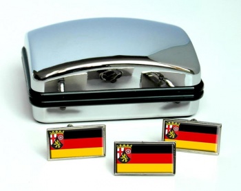 Rheinland-Pfalz (Germany_ Flag Cufflink and Tie Pin Set