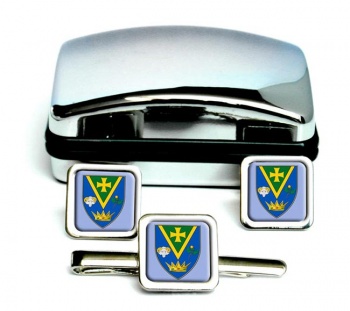 County Roscommon (Ireland) Square Cufflink and Tie Clip Set