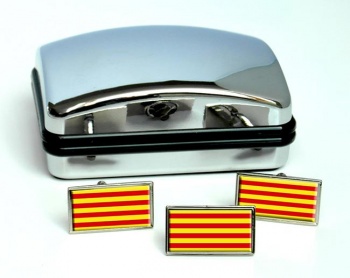 Roussillon (France) Flag Cufflink and Tie Pin Set