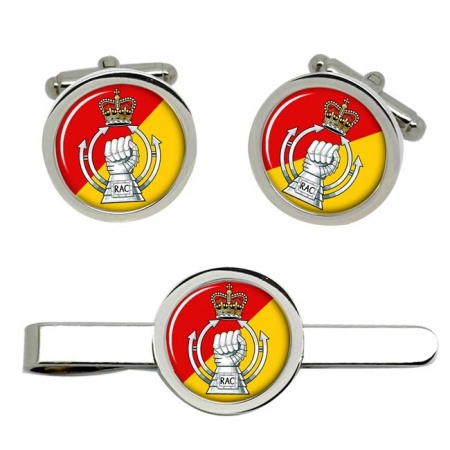 Royal Armoured Corps, British Army ER Cufflinks and Tie Clip Set