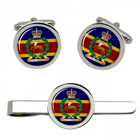 Royal Army Veterinary Corps (RAVC), British Army ER Cufflinks and Tie Clip Set