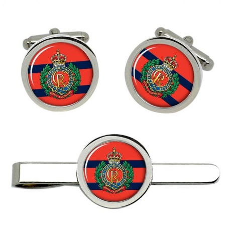 Corps of Royal Engineers (RE), British Army CR Cufflinks and Tie Clip Set