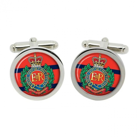 Corps of Royal Engineers (RE), British Army ER Cufflinks in Chrome Box