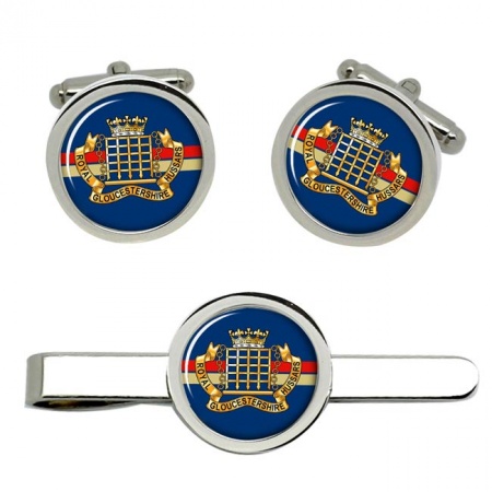 Royal Gloucestershire Hussars, British Army Cufflinks and Tie Clip Set