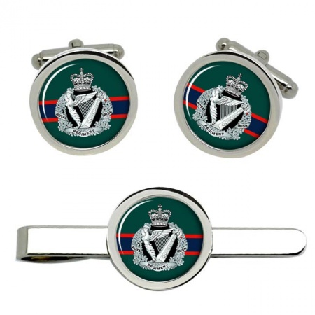 Royal Irish Regiment, British Army ER Cufflinks and Tie Clip Set