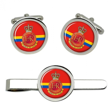 Royal Military Academy Sandhurst (RMAS), British Army ER Cufflinks and Tie Clip Set