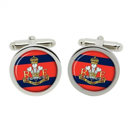 Royal Monmouthshire Royal Engineers (R Mon RE), British Army CR Cufflinks in Chrome Box