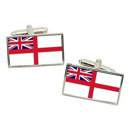 Royal Navy White Ensign Rectangle Cufflinks in Box