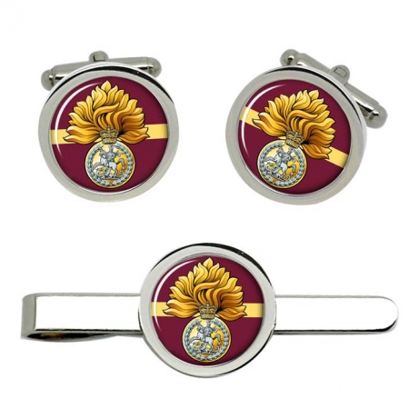 Royal Regiment of Fusiliers Badge, British Army ER Cufflinks and Tie Clip Set