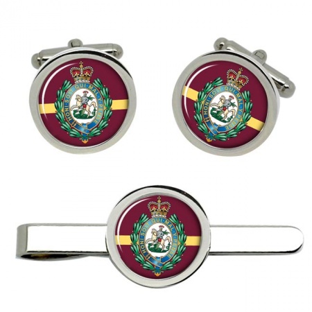 Royal Regiment of Fusiliers Crest, British Army ER Cufflinks and Tie Clip Set
