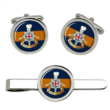 Royal Sussex Regiment, British Army Cufflinks and Tie Clip Set