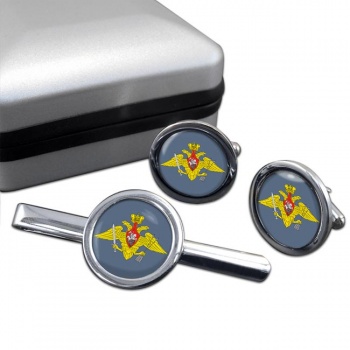 Strategic Missile Troops (Russian Army) Round Cufflink and Tie Clip Set