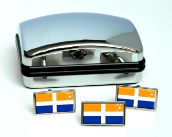 Scillonian Cross Scilly Isles (England) Flag Cufflink and Tie Pin Set