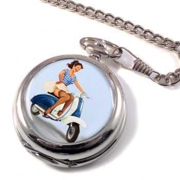 Pin-up Scooter Girl Pocket Watch