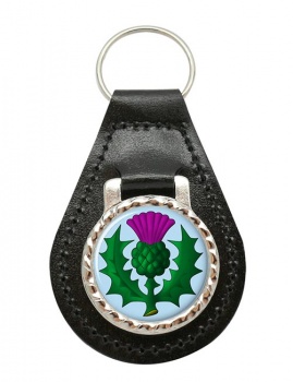 Scottish Thistle Leather Key Fob