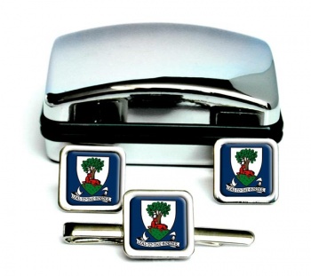 Selkirkshire (Scotland) Square Cufflink and Tie Clip Set