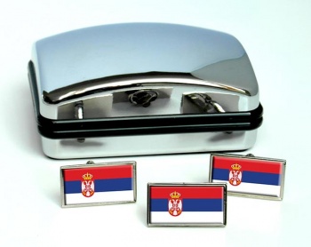 Serbia Flag Cufflink and Tie Pin Set
