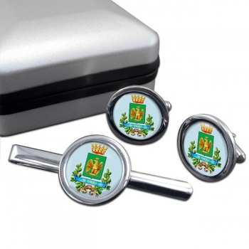 Siracusa (Italy) Round Cufflink and Tie Clip Set