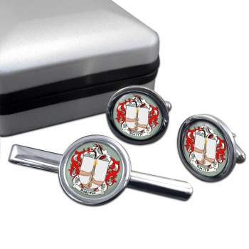 Smith Ireland Coat of Arms Round Cufflink and Tie Clip Set
