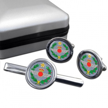Spanish Air Force (Ej�rcito del Aire) Round Cufflink and Tie Clip Set