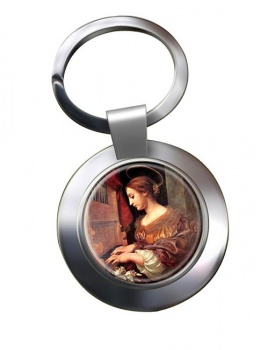 St. Cecilia Leather Chrome Key Ring