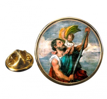 St. Christopher Round Pin Badge