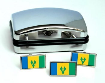 Saint Vincent and the Grenadines Flag Cufflink and Tie Pin Set