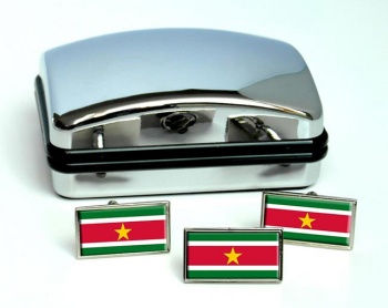 Suriname Flag Cufflink and Tie Pin Set