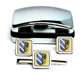 Szeged Square Cufflink and Tie Clip Set